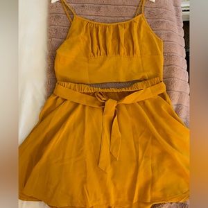 SHEIN Ruched Bust Cami Top & Belted Skirt Set